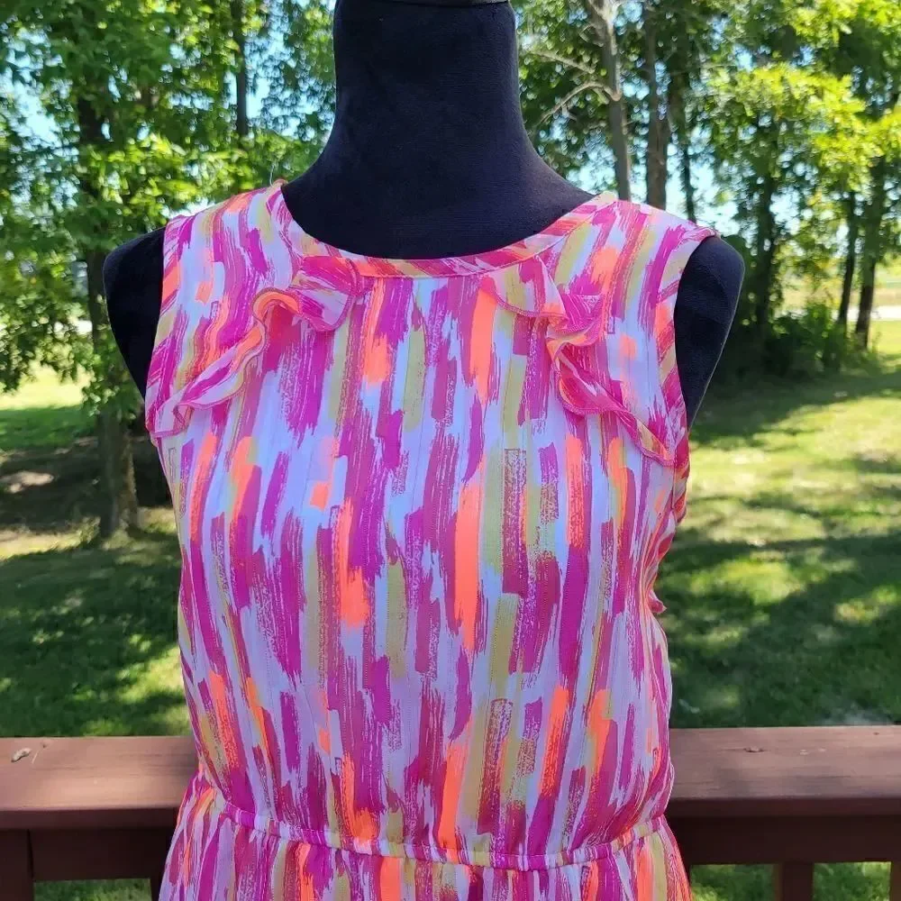 Wonder Nation Girls XXL 18 Colorful Lurex Chiffon Party Dress NWT – Tween Fit